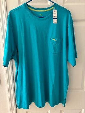 Tommy Bahama Turquoise Short Sleeve Pocket Tee